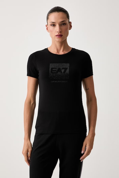 EA7 Emporio Armani tricou pentru femei din bumbac cu elastan negru AF10373.7W001405