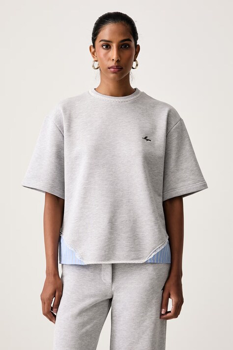 MSGM Majica za žene s pamukom siva 4141MDM114.267781