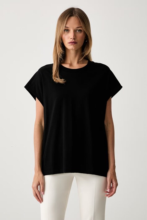 Patrizia Pepe T-shirt damski bawełniany czarny 8M0103 J0038