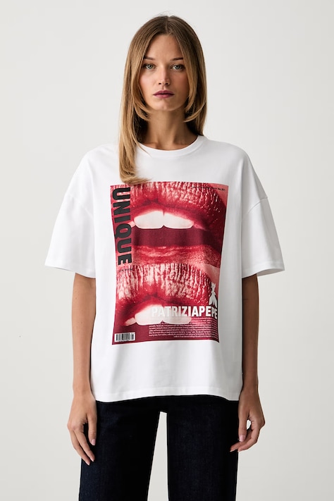 Patrizia Pepe T-shirt damski bawełniany biały 8M0088 J0035
