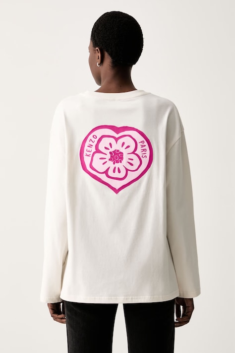 Kenzo longsleeve damski bawełniany Boke Heart beżowy FG52TL3054SG