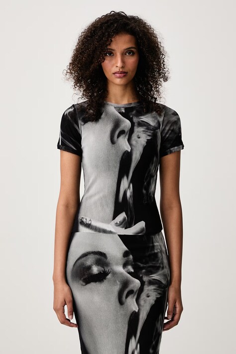 Jean Paul GAULTIER Smoking Women T-shirt damski czarny 26/04-W-TO559-M031P