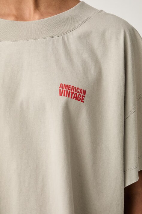 American Vintage T-shirt damski bawełniany beżowy GIX02B