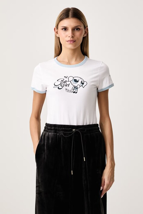 Puma T-shirt damski bawełniany z elastanem PUMA X POWER PUFF GIRLS biały 638886
