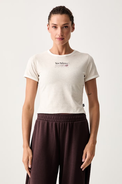 New Balance tričko dámske bavlnené s elastanom béžové WT62O4MBLIT