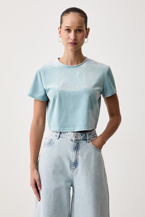 Guess T-shirt γυναικείο AMALIA μπλε V6BI10 K6306