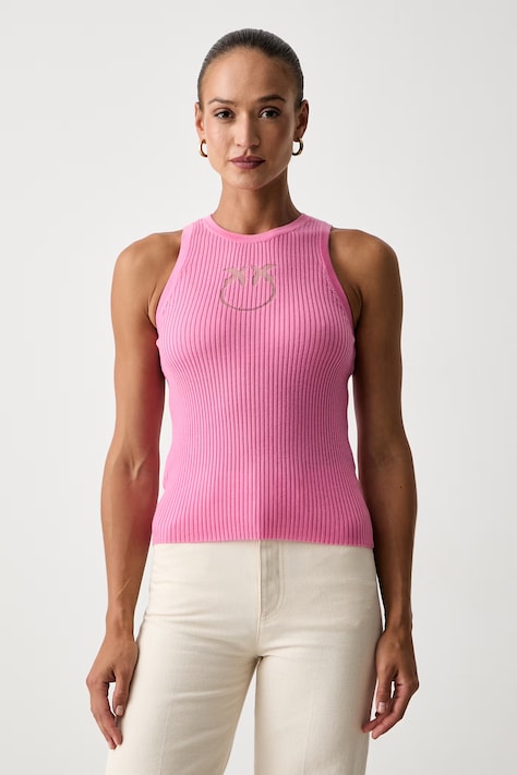 Pinko pleten top ženski z volno roza 107321 A18M