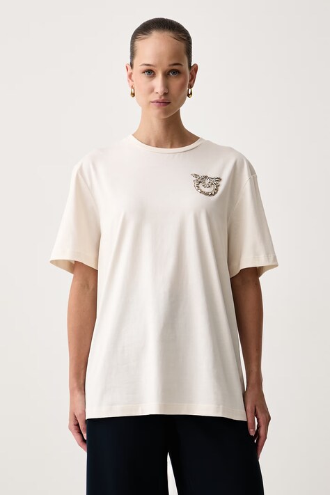 Pinko Tricou pentru femei din bumbac bej 105526 A3JP