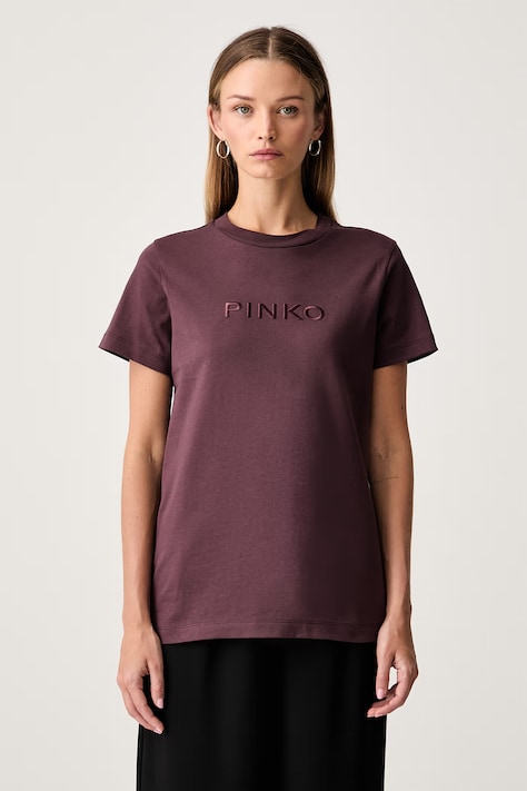 Pinko T-shirt damski bawełniany bordowy 101752 A3HN