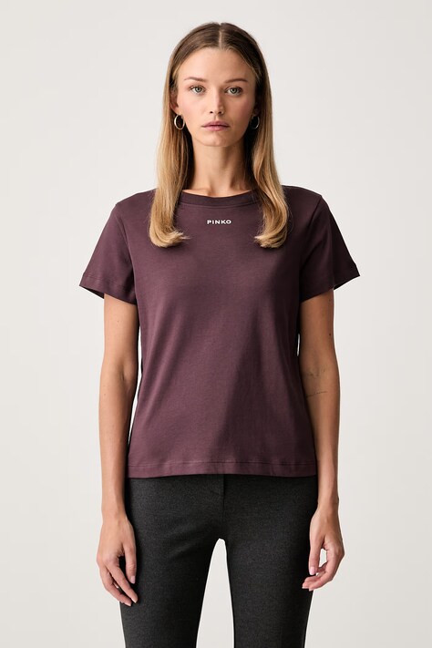 Pinko kratka majica ženska bombažna bordo 100373 A3HK