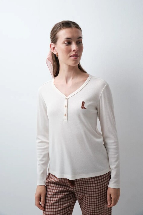 women'secret Majica dugih rukava za žene bež 3274540