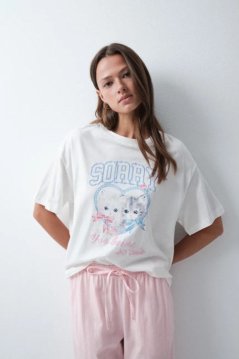 women'secret T-shirt damski bawełniany beżowy 3274526