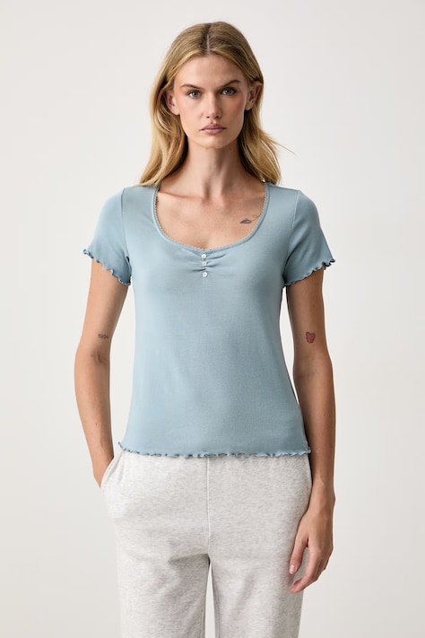 women'secret T-shirt lounge damski bawełniany z elastanem biały 3274524