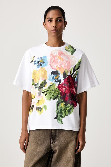 Stine Goya T-shirt damski bawełniany biały SG-AW26-T009-2586