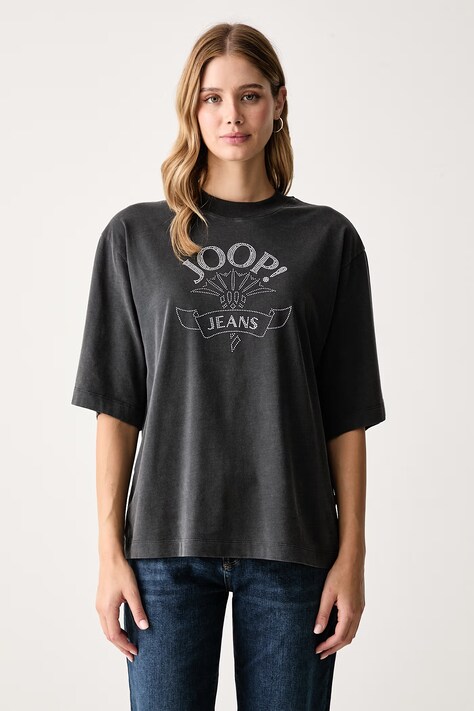 Joop! T-shirt damski bawełniany szary 30104537