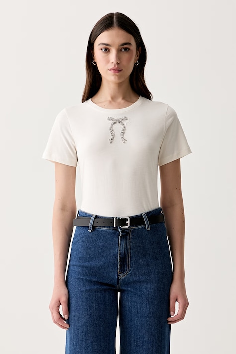Joop! T-shirt damski bawełniany beżowy 30103725