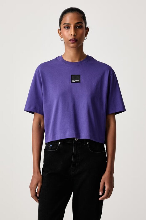 Karl Lagerfeld Jeans T-shirt damski bawełniany fioletowy B3W17022