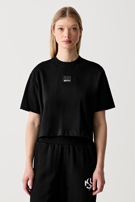 Karl Lagerfeld Jeans T-shirt damski bawełniany czarny B3W17022