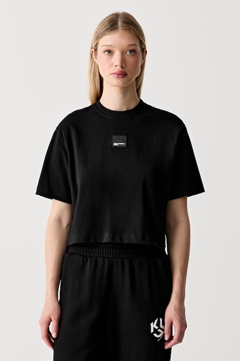 Karl Lagerfeld Jeans T-shirt damski bawełniany czarny B3W17022