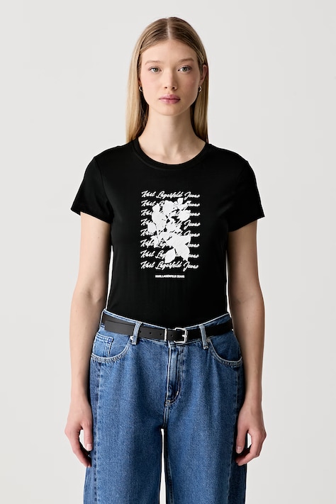 Karl Lagerfeld Jeans t-shirt γυναικείο με βαμβάκι μαύρο B3W17021