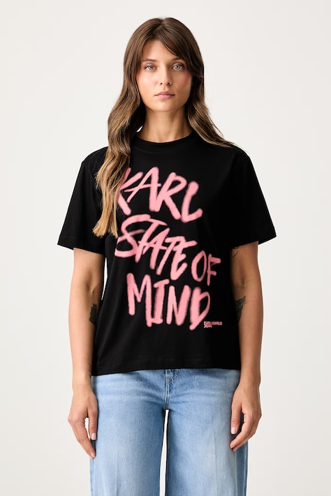 Karl Lagerfeld Jeans t-shirt da donna in cotone nera B3W17019