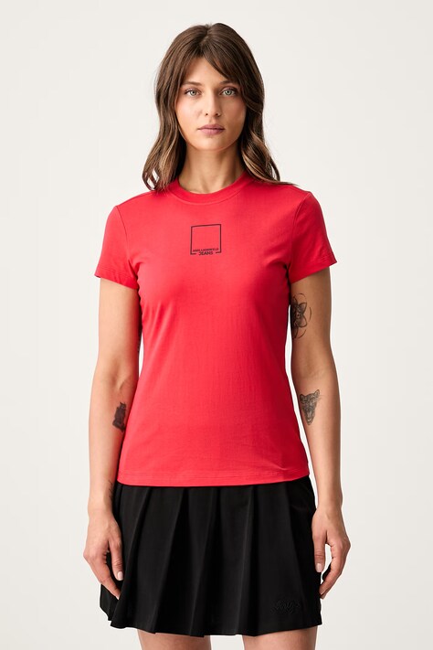 Karl Lagerfeld Jeans T-shirt damski bawełniany czerwony B3W17017