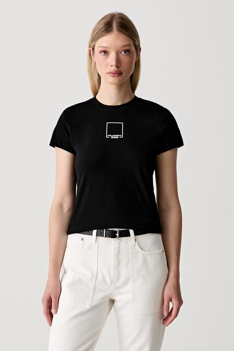 Karl Lagerfeld Jeans T-shirt damski bawełniany czarny B3W17017