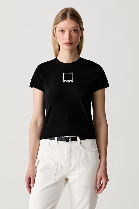 Karl Lagerfeld Jeans T-shirt damski bawełniany czarny B3W17017