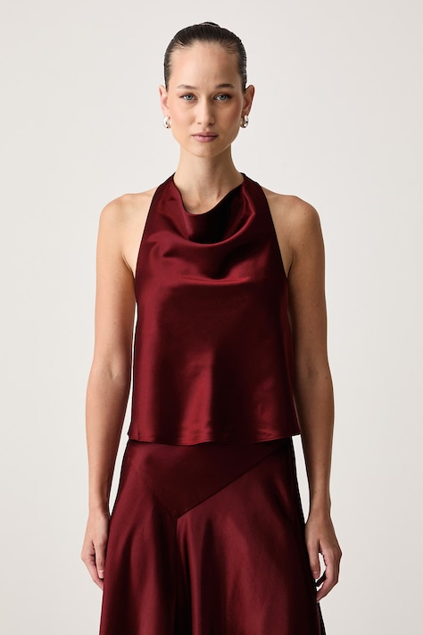 Bardot Bluzka halter damska TONI czerwona gładka 60760TB