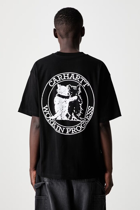 Carhartt WIP W S/S Hugging Cats T-shirt bawełniany damski czarny I036909