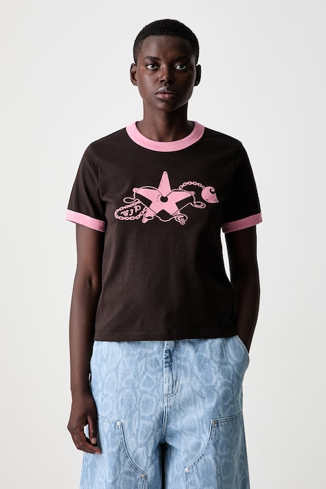Carhartt WIP W S/S Outlaw Star Ringer majica od pamuka za žene smeđa I036928