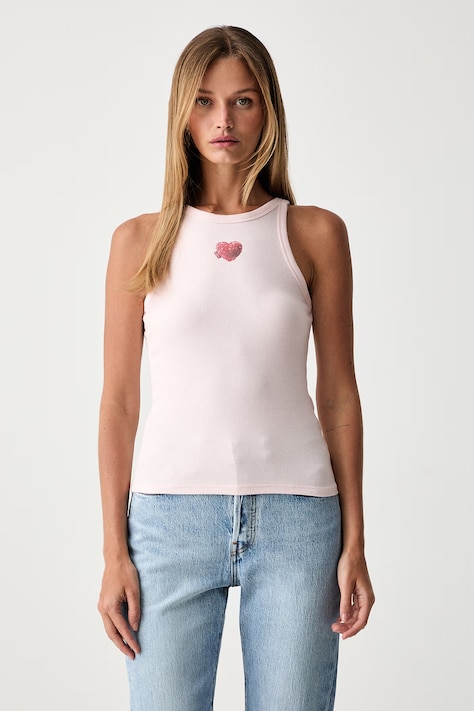 Levi's τοπ γυναικείο βαμβακερό με ελαστάν GR HAYES RACER TANK ροζ 008CS
