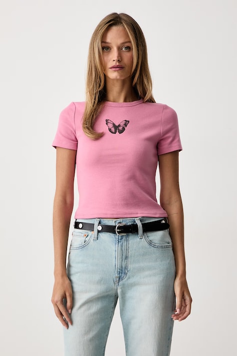 Levi's Тениска дамска с памук GR HAYES CROPPED розова 008A7