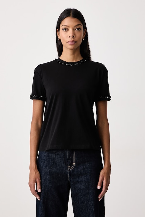 Twinset T-shirt da donna in cotone nera 262TT2550