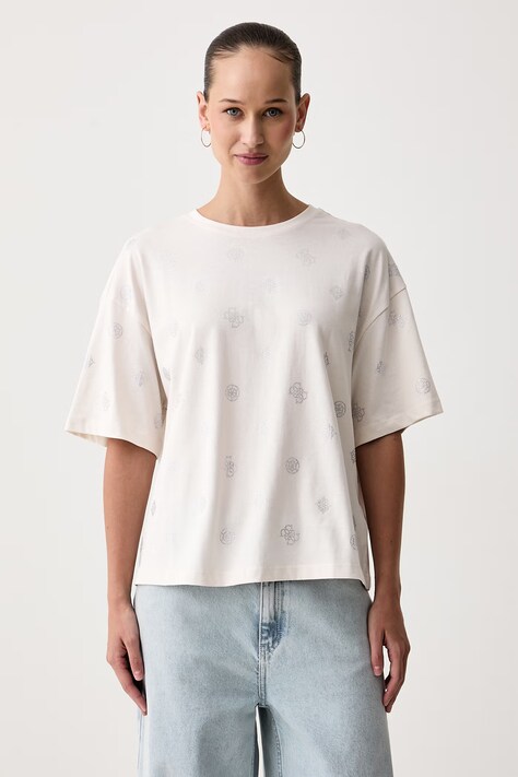 Guess T-shirt damski bawełniany AMALIA szary V6BI18 K6747
