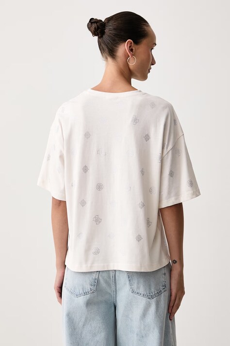 Guess T-shirt damski bawełniany AMALIA szary V6BI18 K6747