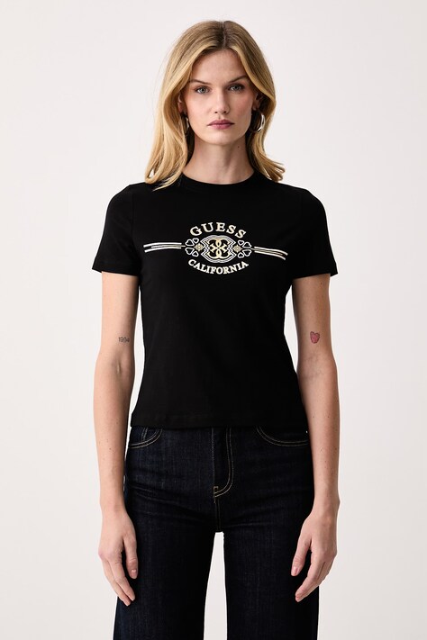 Guess Tričko dámske s bavlnou MICHELA čierne V6BI08 K6275