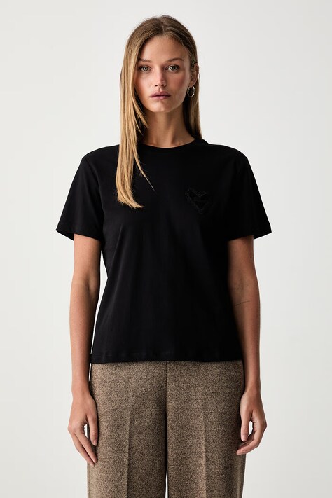 Twinset T-shirt γυναικείο βαμβακερό μαύρο 262TP2302