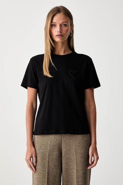 Twinset T-shirt γυναικείο βαμβακερό μαύρο 262TP2302