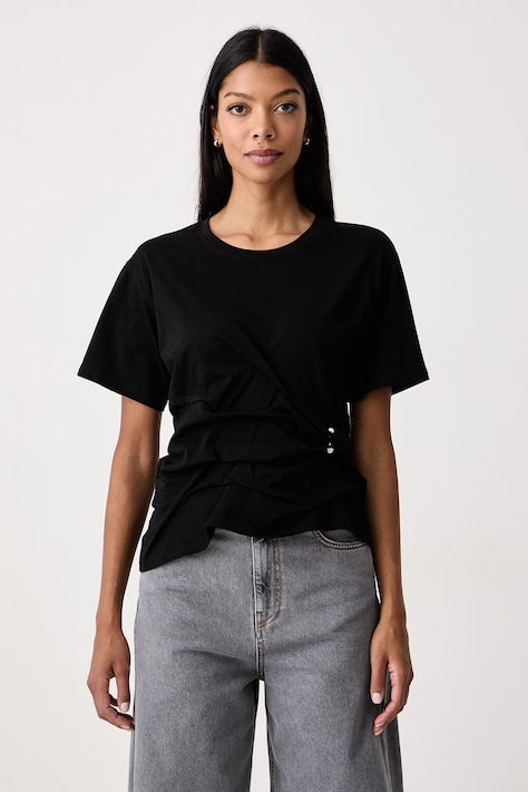 Twinset T-shirt γυναικείο βαμβακερό με ελαστάν μαύρο 262LI2XEE