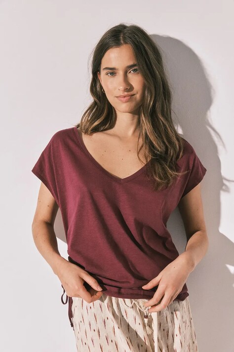women'secret T-shirt basic damski bawełniany bordowy 3274518