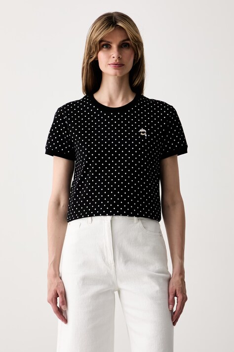 Karl Lagerfeld t-shirt γυναικείο βαμβακερό IKON μαύρο B3W17039