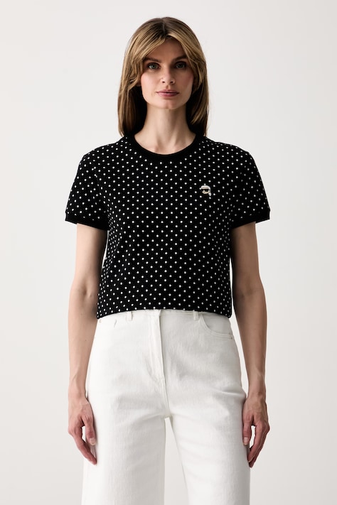 Karl Lagerfeld t-shirt γυναικείο βαμβακερό IKON μαύρο B3W17039