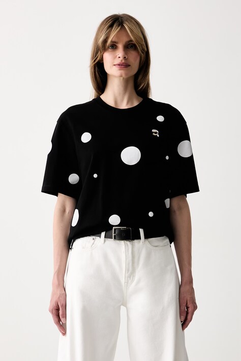 Karl Lagerfeld t-shirt γυναικείο βαμβακερό IKON μαύρο B3W17040