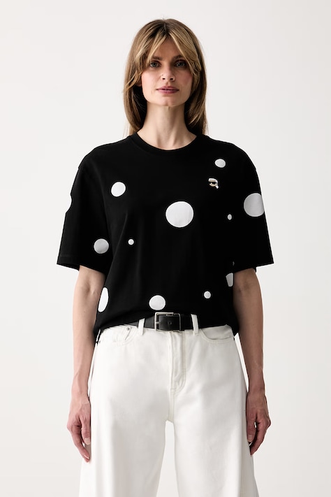 Karl Lagerfeld tricou pentru femei din bumbac IKON negru B3W17040