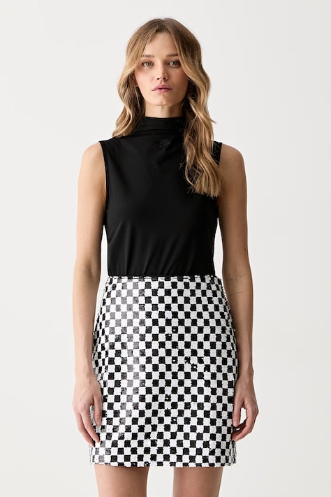 Karl Lagerfeld top pentru femei din bumbac cu elastan negru B3W17063