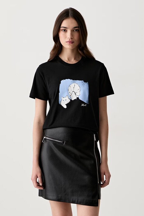 Karl Lagerfeld T-shirt damski bawełniany czarny B3W17069