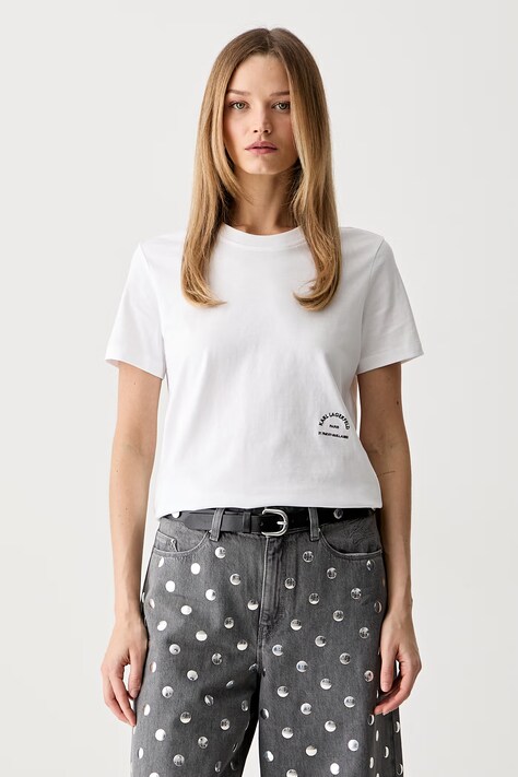 Karl Lagerfeld basic t-shirt γυναικείο βαμβακερό λευκό B3W17074