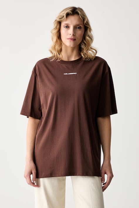Karl Lagerfeld t-shirt γυναικείο βαμβακερό καφέ B3W44018