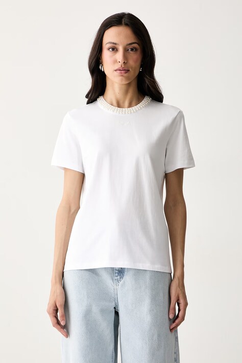 Karl Lagerfeld T-shirt damski bawełniany biały B3W17057